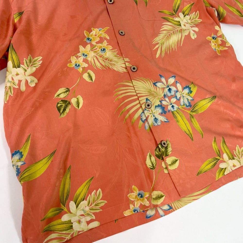 Tommy Bahama Silk Hawaiian Button Up Shirt Mens XL Pink Floral Short Sleeves - Picture 2 of 8